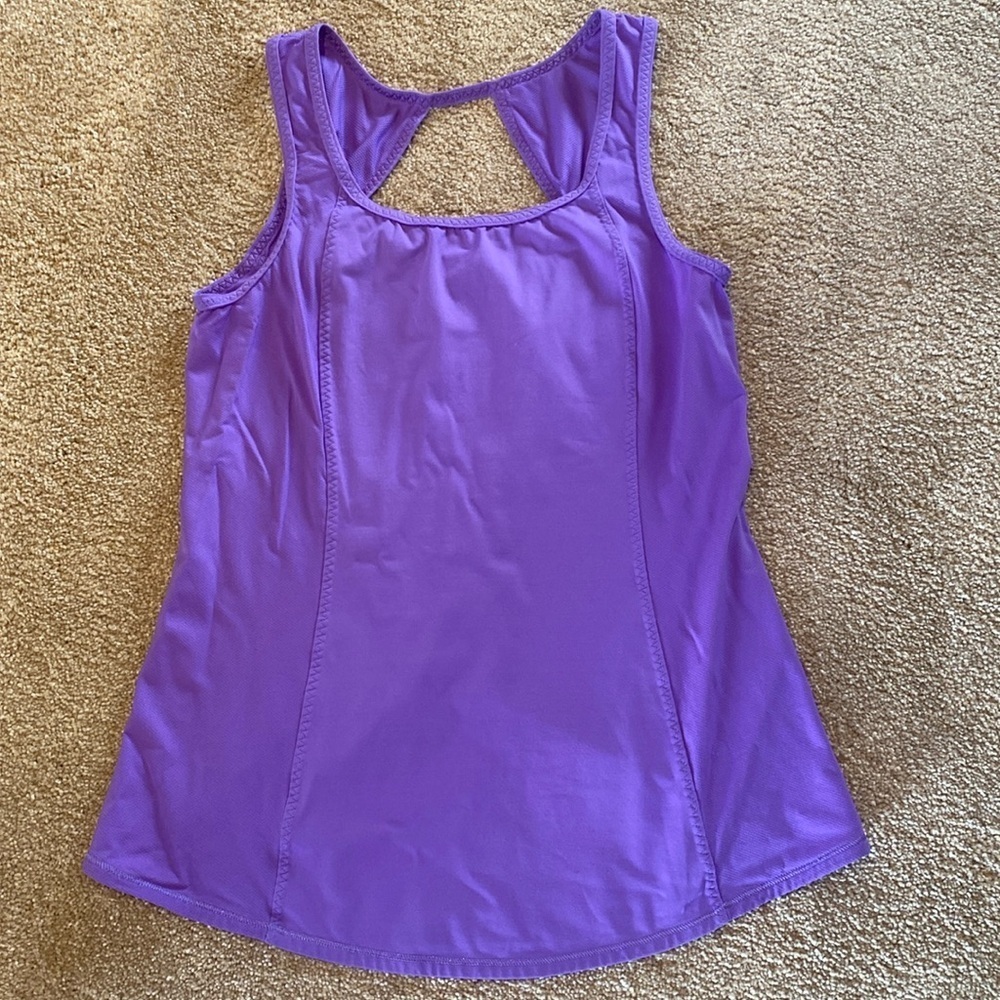 Lululemon Athletic Open Back Tank Top w Mesh Purple Sz 4/6